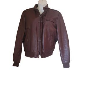 Vintage Reed 44L Red Brown Leather Bomber Jacket Coat Cosplay Zip Out Vest Liner